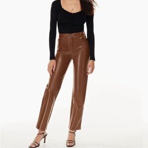 Wilfred Aritzia Melina High-Rise Sz 4 Faux Leather Cropped Straight Leg Pants